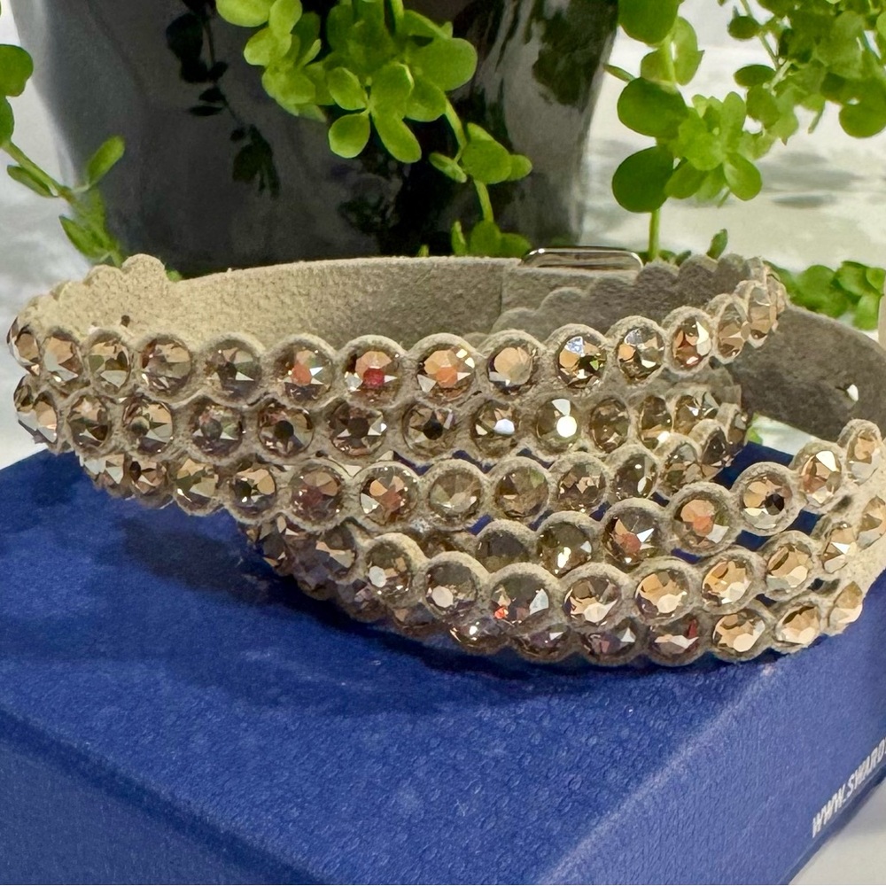 Swarovski Tan Power Slake Collection Double Wrap Crystal Bracelet NWOT - Picture 9 of 16